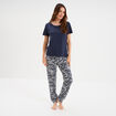 Ensemble pyjama pantalon t-shirt coton bleu marine femme