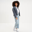 Blouson bomber matelass&eacute; gris femme