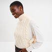 Pull gilet noeuds col roulé sans manches sable femme