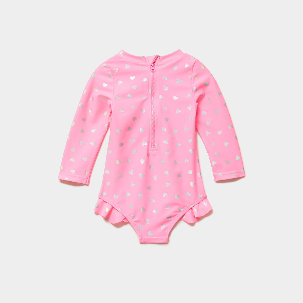 Combinaison de bain UV manches longues rose fluo b&eacute;b&eacute; fille