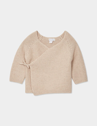 Brassière naissance tricot nouée coton taupe mixte