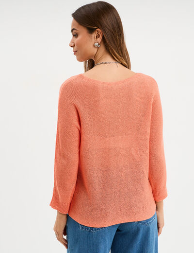 Pull manches longues rose corail femme