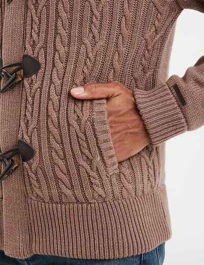 Gilet à capuche doublée polaire taupe homme