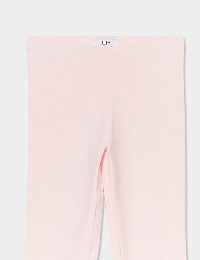 Legging long élastiqué coton rose clair fille
