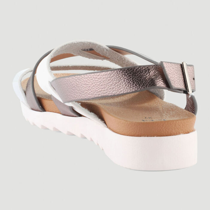 Sandales plates multibrides femme blanc