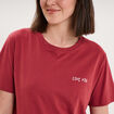 T-shirt col rond manches courtes coton rouge fonc&eacute; femme