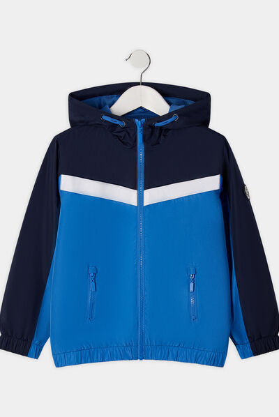 Veste droite à capuche bleu garçon