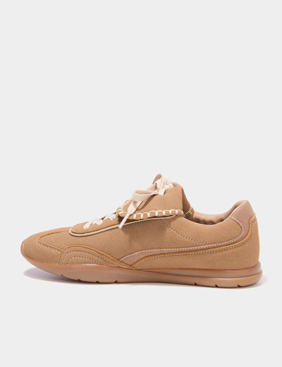 Tennis su&eacute;dine languettes amovibles marron femme