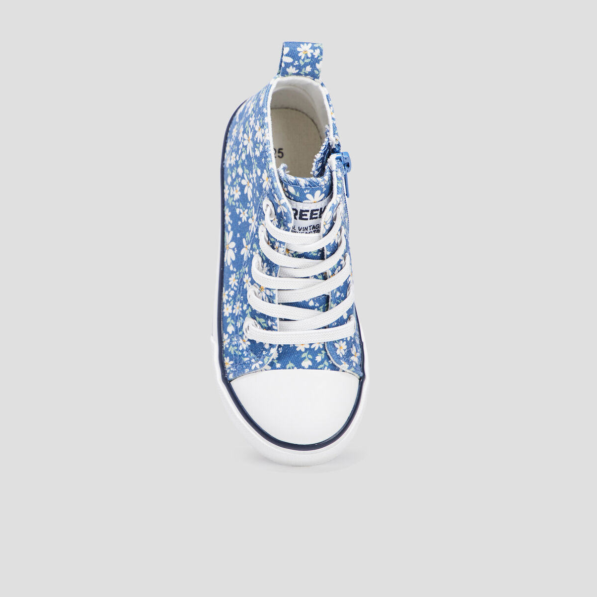 Baskets montantes en toile bout renforc&eacute; bleu fille