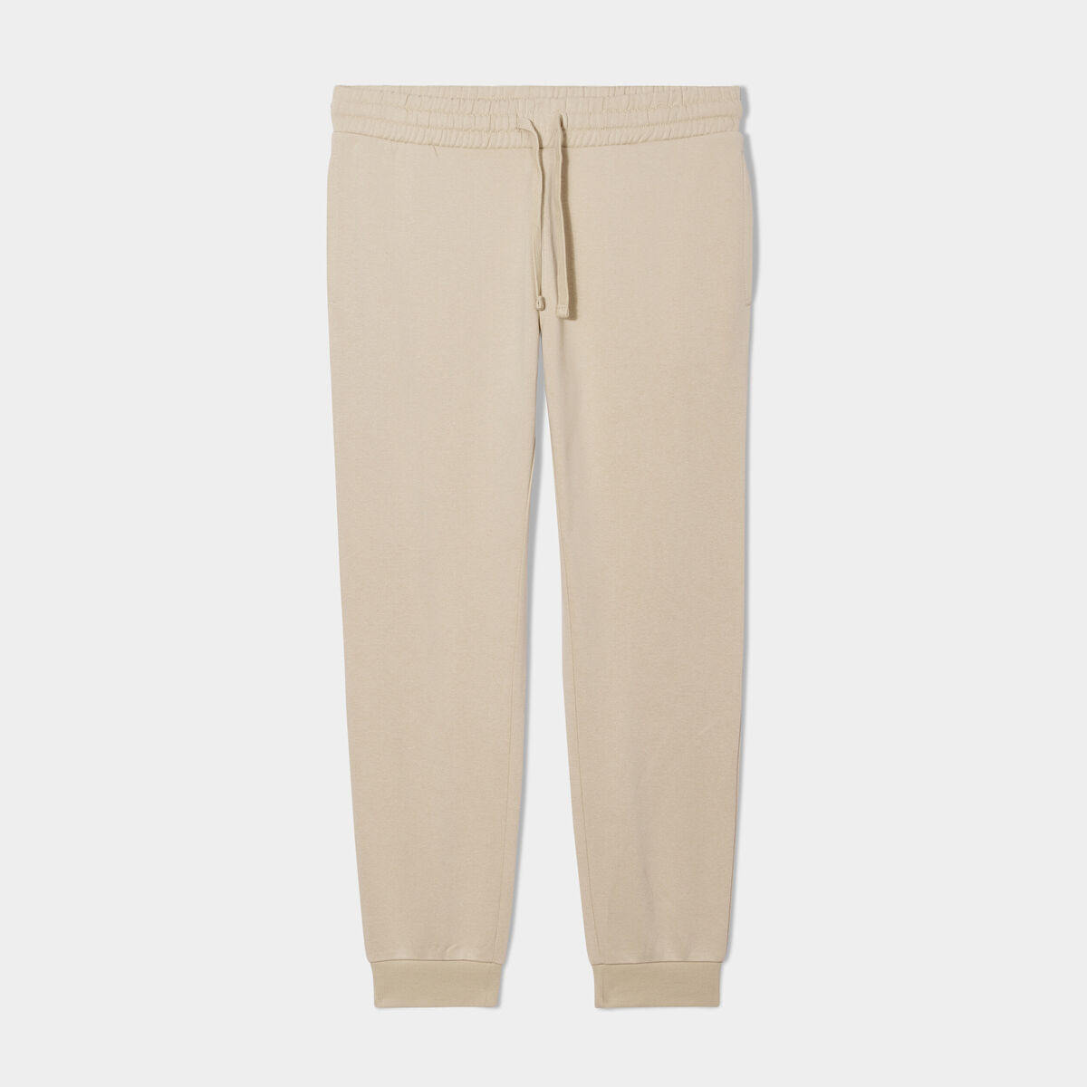Pantalon jogging droit molleton beige homme