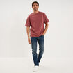 T-shirt col rond coupe relax coton &eacute;pais vieux rose homme