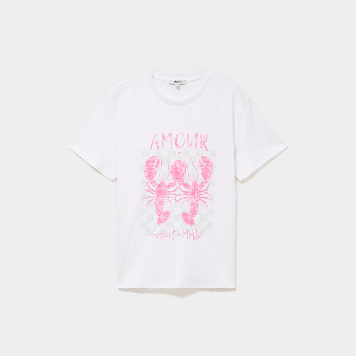 T-shirt col rond manches courtes coton blanc femme