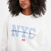 Sweat oversize printé col rond Creeks blanc femme
