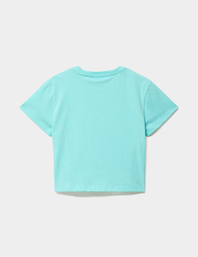 T-shirt avec noeud coton Stitch bleu turquoise fille