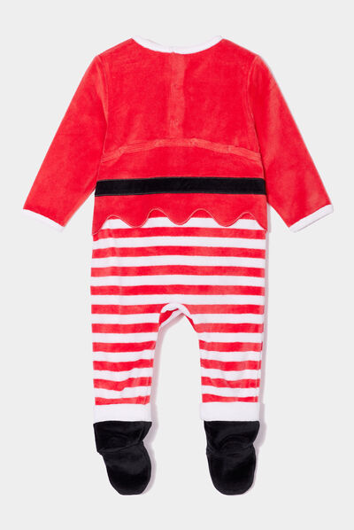 Dors-bien Noël manches longues velours rouge bébé