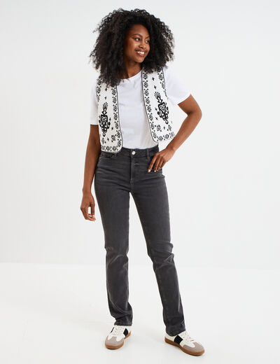 Jeans regular 5 poches coton Creeks denim gris femme