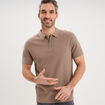 Polo col zipp&eacute; manches courtes coton marron homme