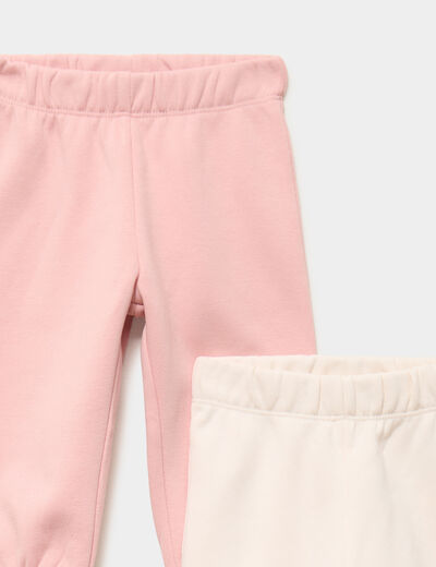 Lot 2 pantalons de jogging bas &eacute;lastiqu&eacute; rose poudr&eacute;e b&eacute;b&eacute; fille