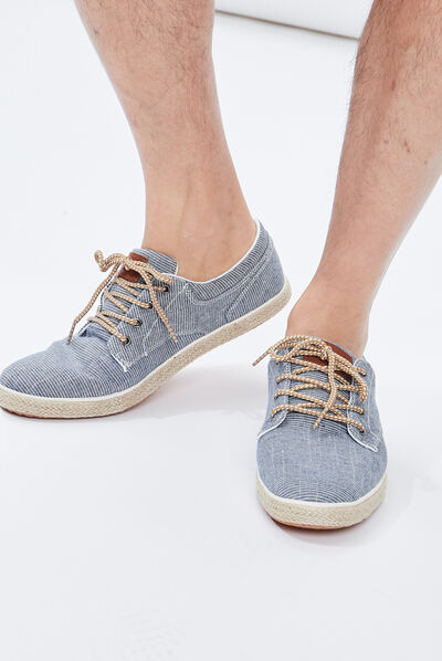 Tennis derbies en toile à lacets bleu homme