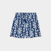 Short large crêpe avec pampilles bleu marine femme