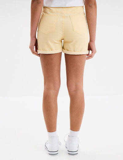 Short en jean slim coton stretch creme femme