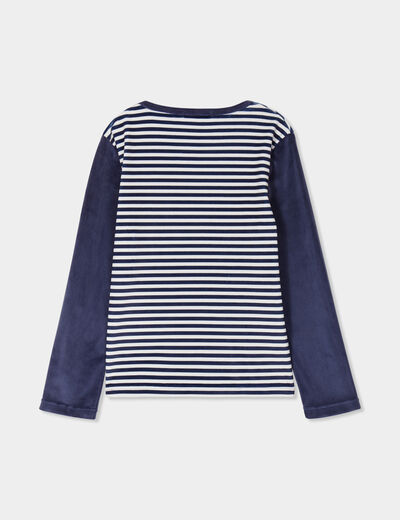 Ensemble de pyjama effet velours bleu marine garçon