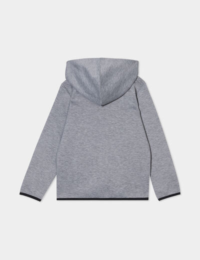 Sweat zipp&eacute; &agrave; capuche gris clair gar&ccedil;on