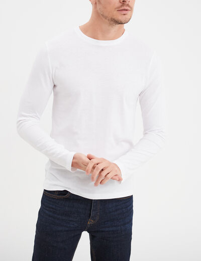 T-shirt manches longues blanc homme