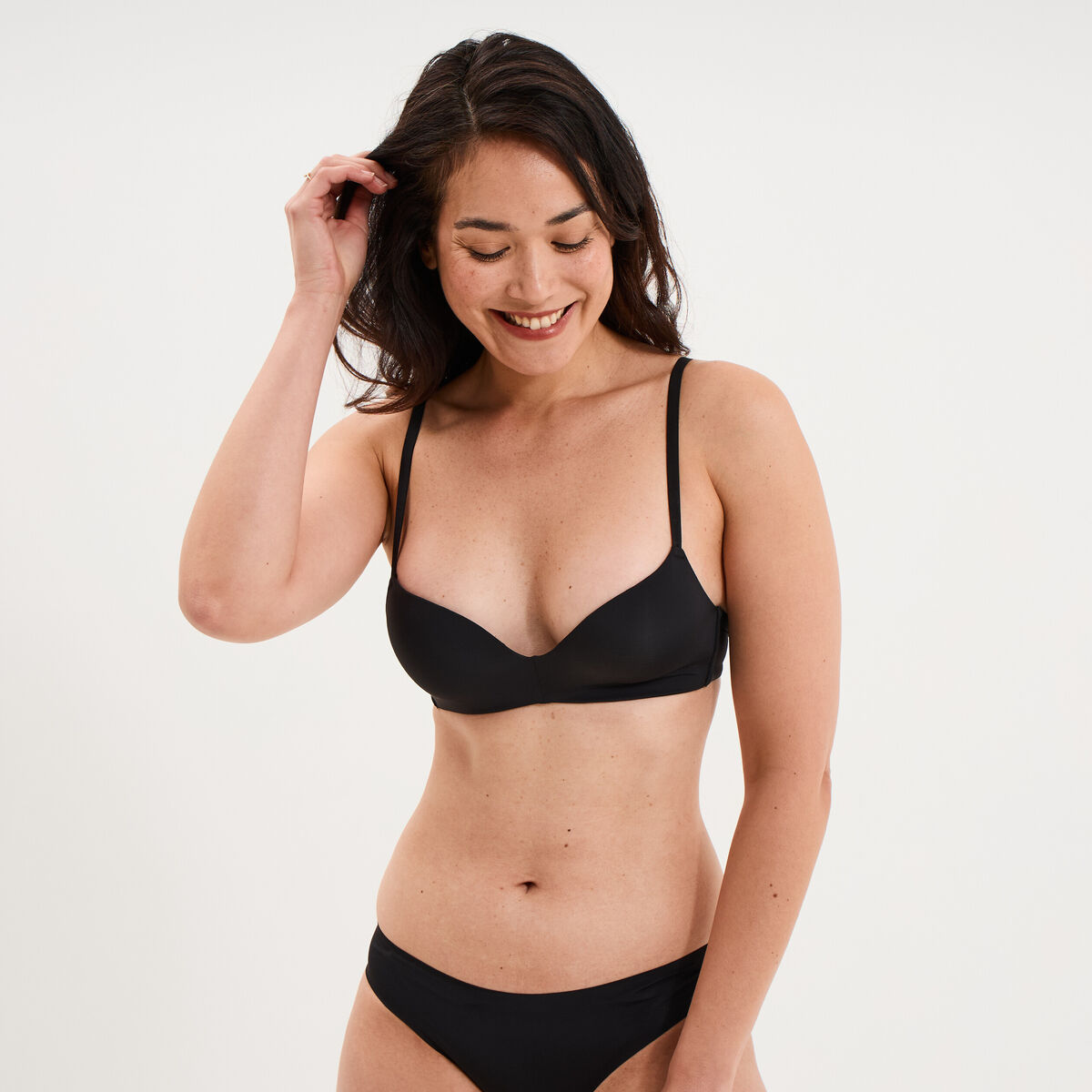 Soutien-gorge push-up triangle noir femme