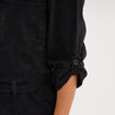 Combinaison pantalon en jean ceintur&eacute;e denim noir femme