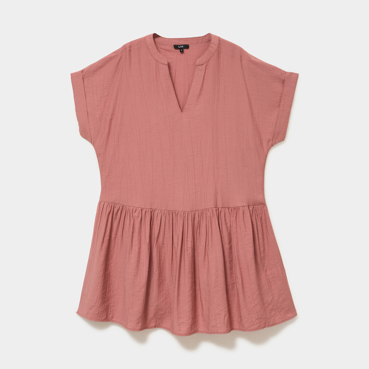 Robe courte fluide bas volants terracotta femme