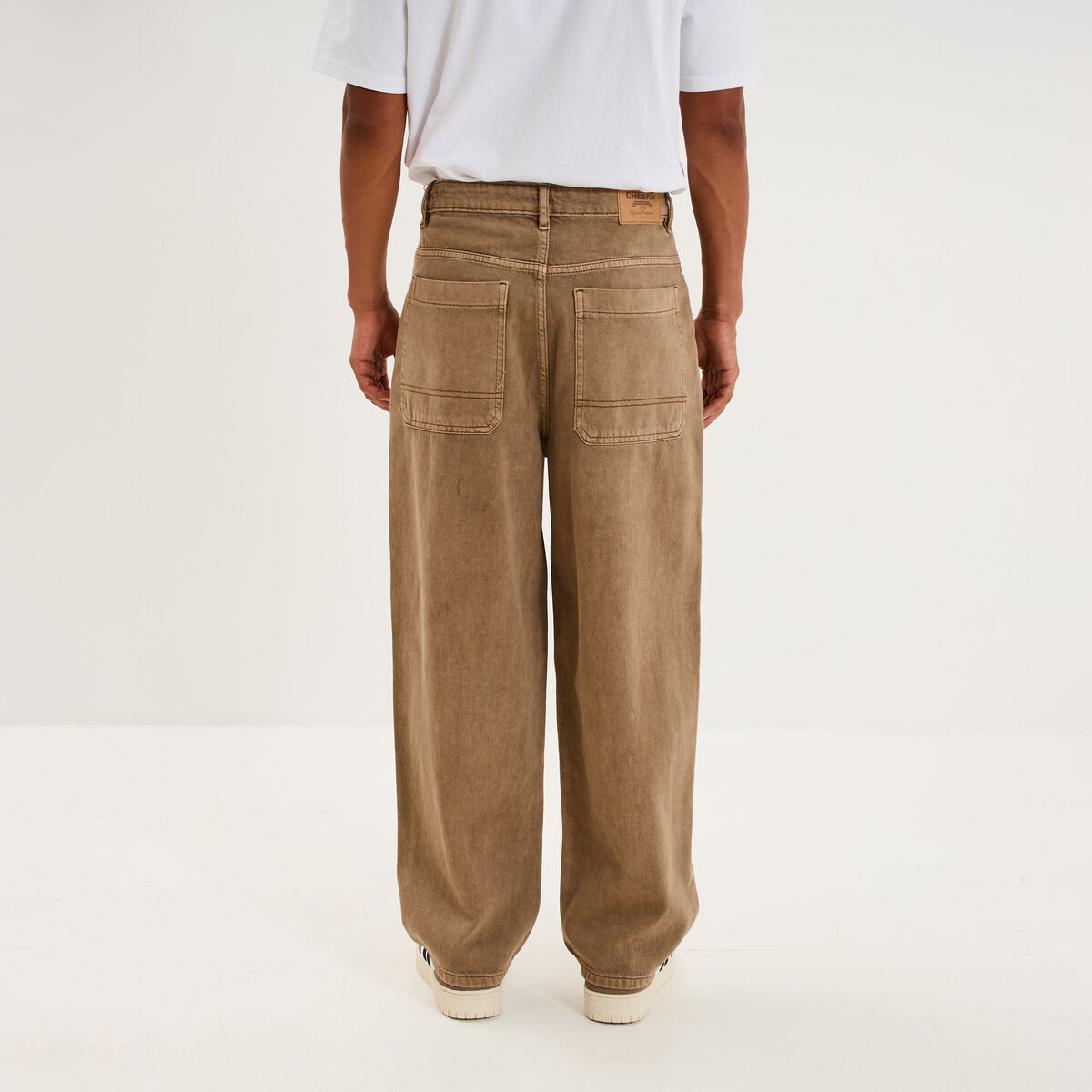 Jean large baggy 5 poches vert kaki homme