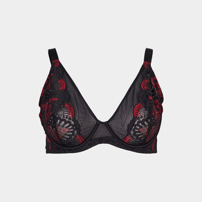 Soutien-gorge emboîtant dentelle rose framboise femme grande taille