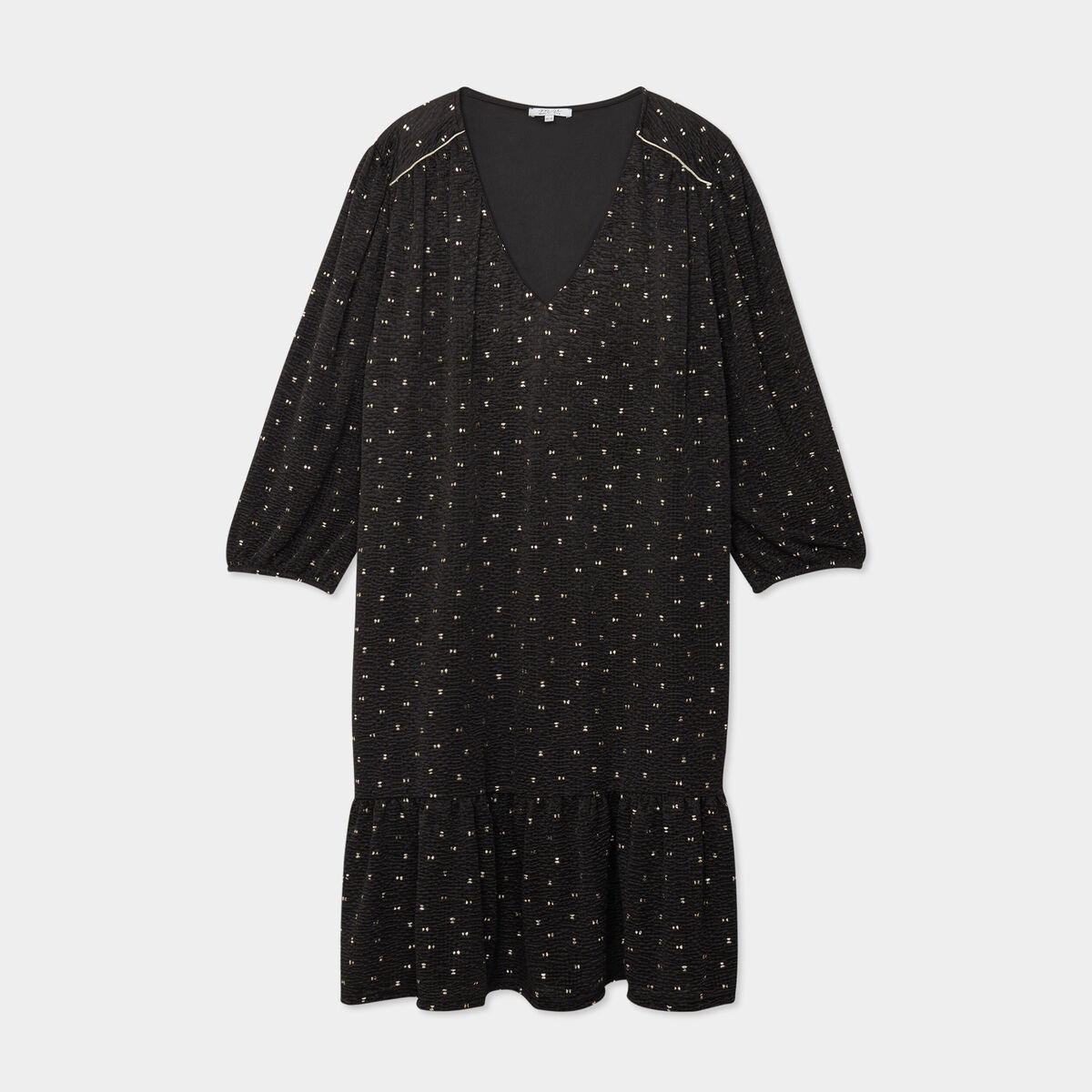 Robe évasée manches 3/4 noir femme grande taille