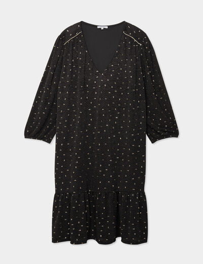 Robe évasée manches 3/4 noir femme grande taille