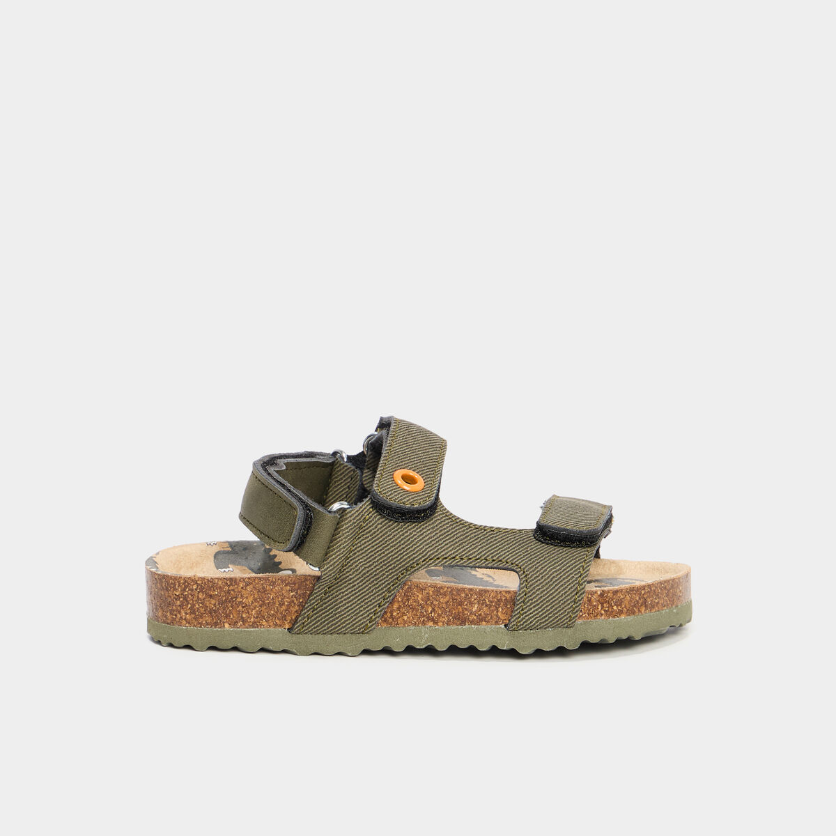 Sandales &agrave; scratchs ajustables vert kaki gar&ccedil;on
