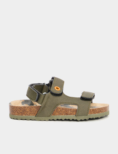 Sandales &agrave; scratchs ajustables vert kaki gar&ccedil;on