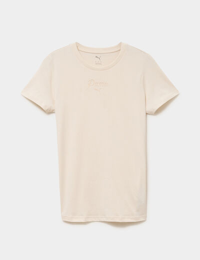 T-shirt manches courtes coton Puma ivoire femme