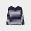 T-shirt marini&egrave;re coton manches longues bleu marine gar&ccedil;on