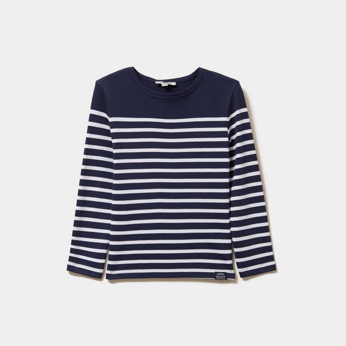 T-shirt marini&egrave;re coton manches longues bleu marine gar&ccedil;on
