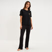 Pantalon fluide taille &eacute;lastiqu&eacute;e noir femme