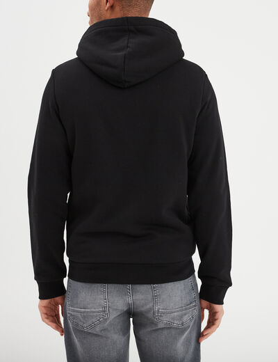 Sweat zipp&eacute; doublure effet sherpa noir homme