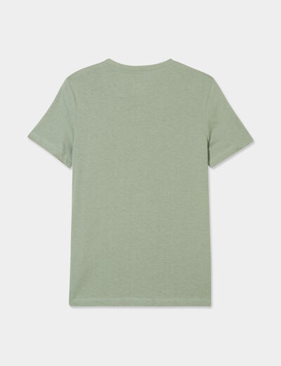 T-shirt droit manches courtes coton vert kaki garçon