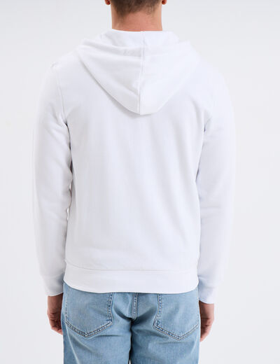 Sweat zippé molleton à capuche blanc homme