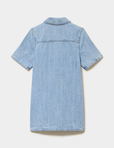 Robe chemise en jean courte coton denim double stone fille