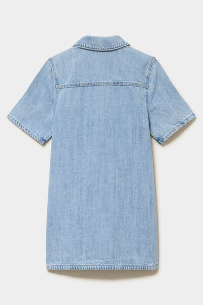 Robe chemise en jean courte coton denim double stone fille