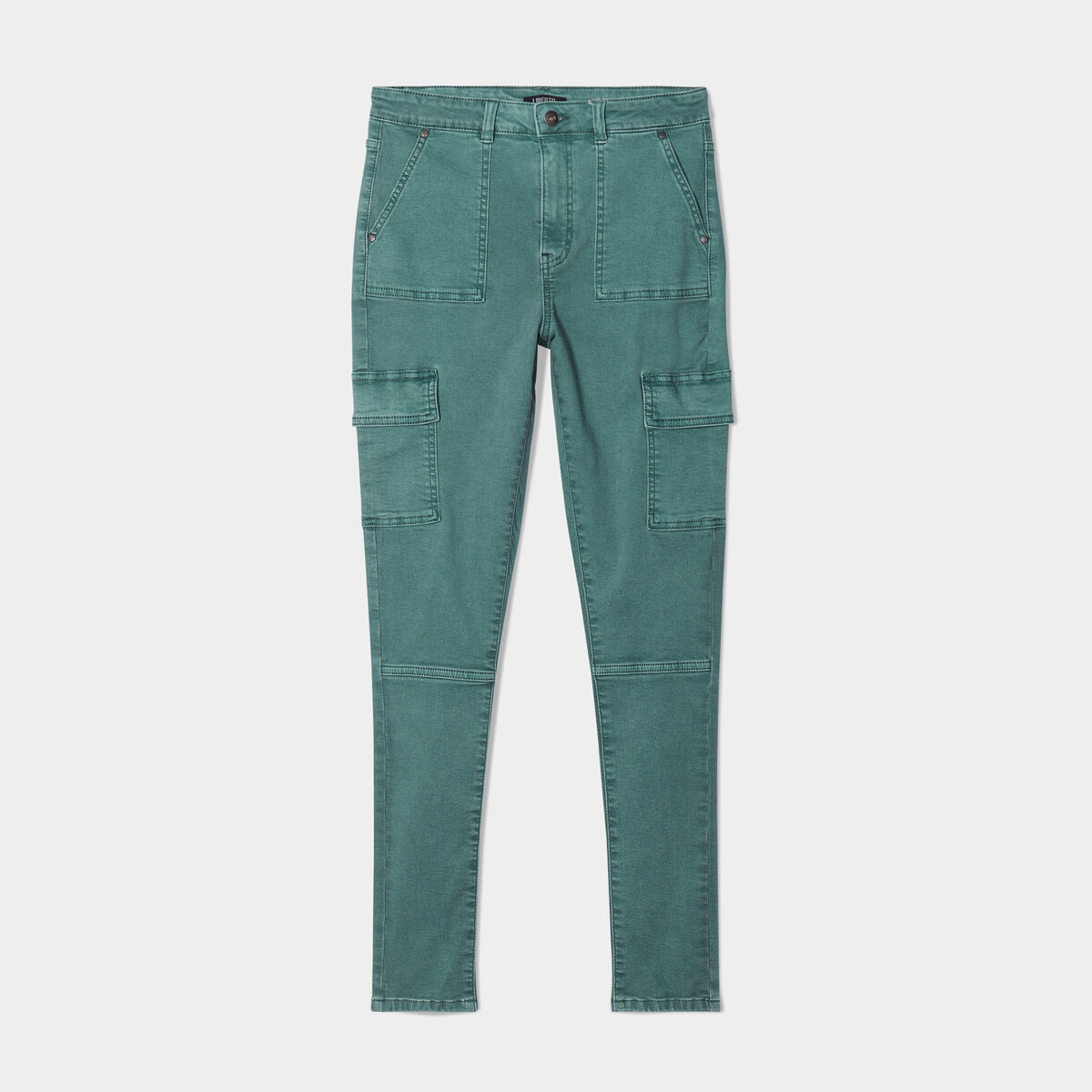 Pantalon cargo skinny 7/8ème Liberto vert foncé femme