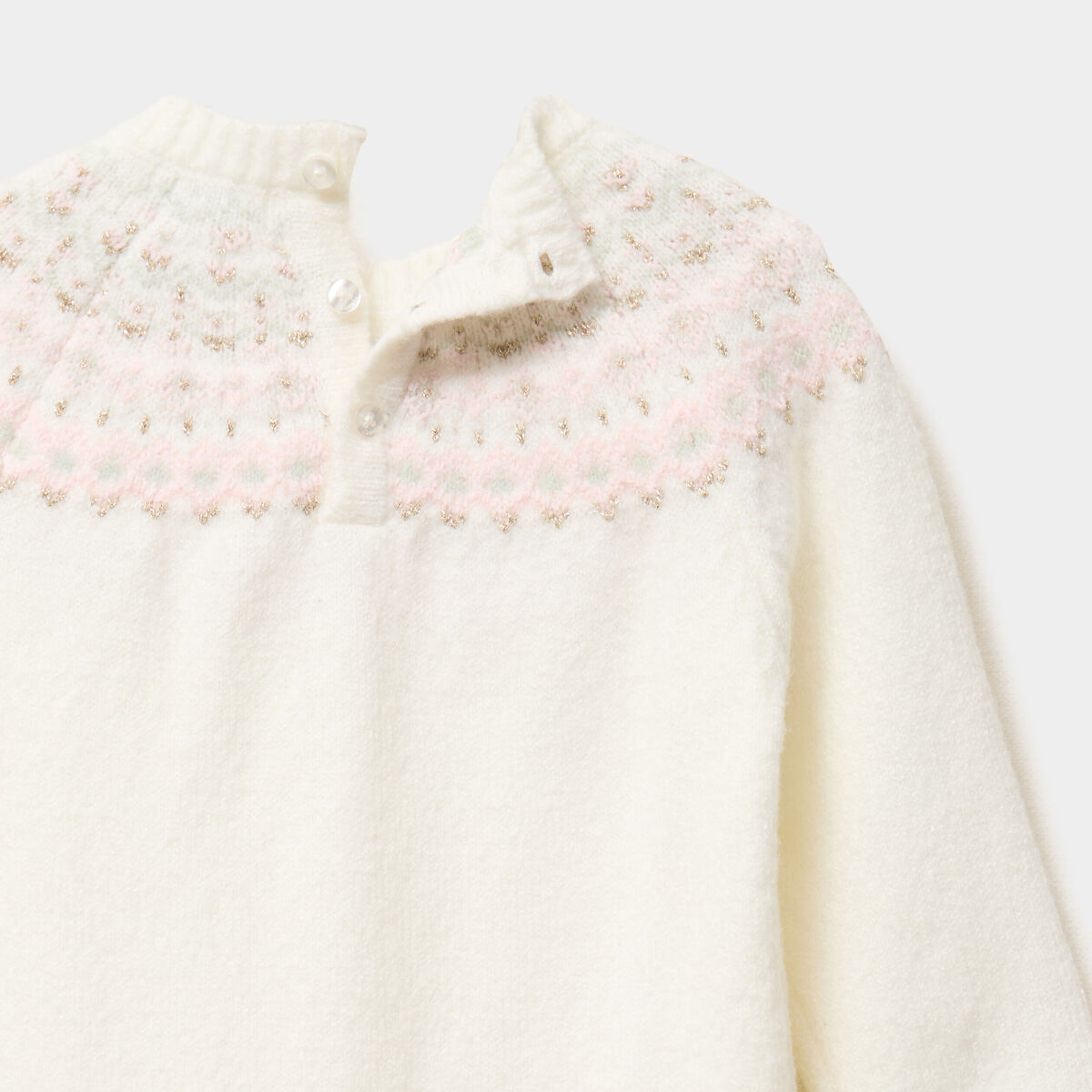 Ensemble robe-pull et collants blanc b&eacute;b&eacute; fille