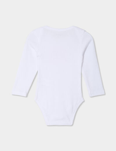Body US velours coton manches longues blanc bébé fille