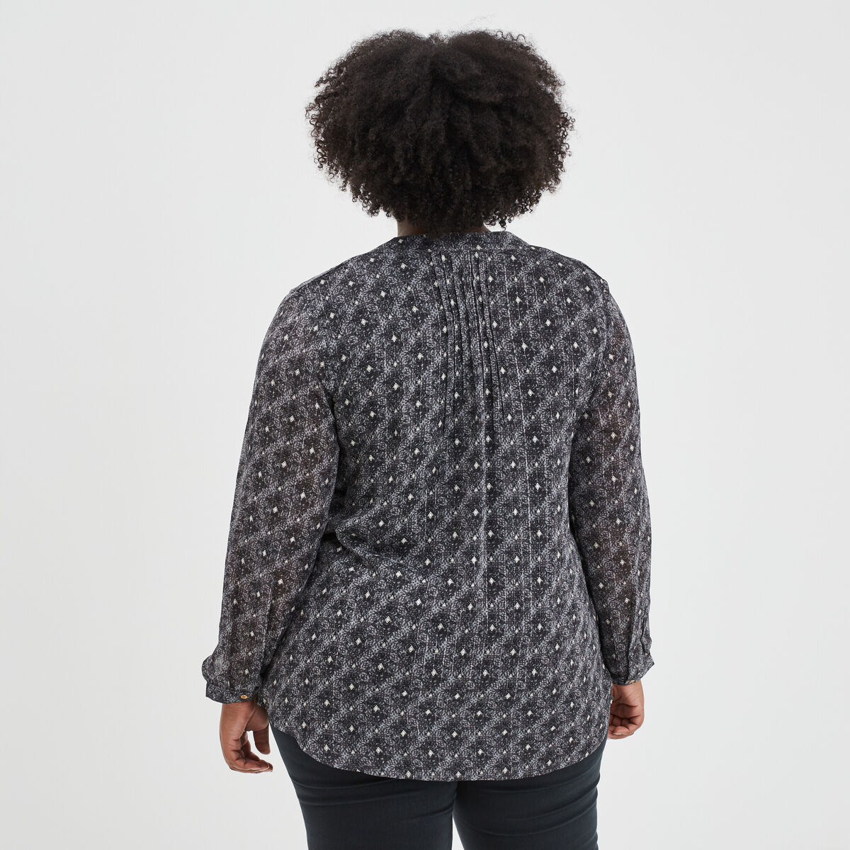 Blouse fils métallisés manches longues noir femme grande taille